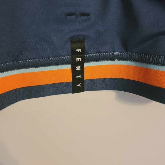 Savage Fenty | Women's Navy Blue V-Neck Sports Bra With Orange Stripe (Size 1X) - Picture 11 of 13